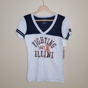 NWT Blue Fighting Illini Short Sleeve Varsity Burnout Tee Size Large